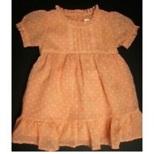 BNWT BABY GAP 6-12 Months Peach/Pink Polka Dot Lace Ruffle Dress With Bloomers